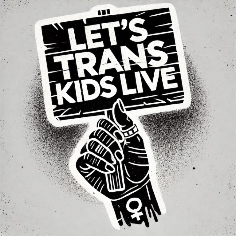 Panneau de manifestation "let's trans kid live"